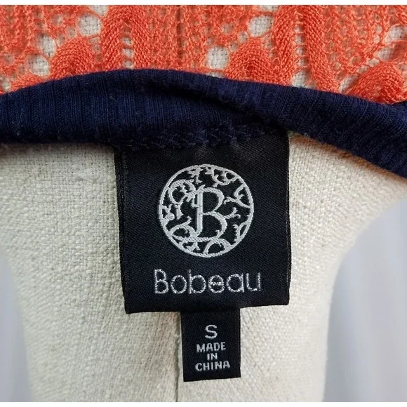 Nordstrom BOBEAU Women's Sz Small Knit Top Blouse Sheer Flame Stitch EUC - Picture 3 of 8